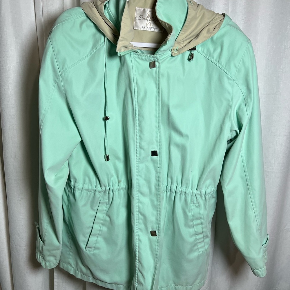 Studio Works Mint Green and Tan Jacket